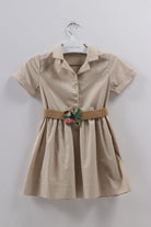 جينجرسنابس فستان بناتي سادة كلوش من أسفل نص كم كاكي فاتح