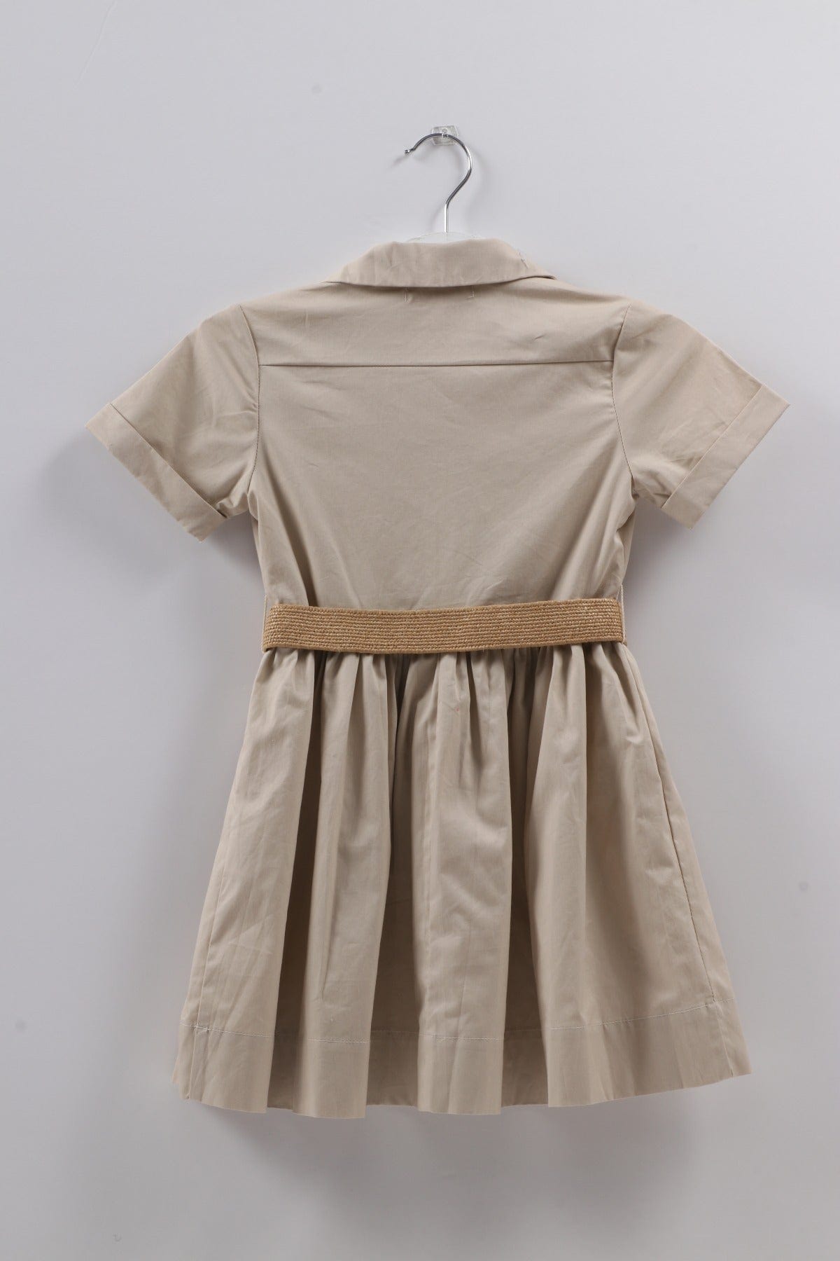 جينجرسنابس فستان بناتي سادة كلوش من أسفل نص كم كاكي فاتح