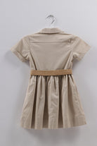 جينجرسنابس فستان بناتي سادة كلوش من أسفل نص كم كاكي فاتح