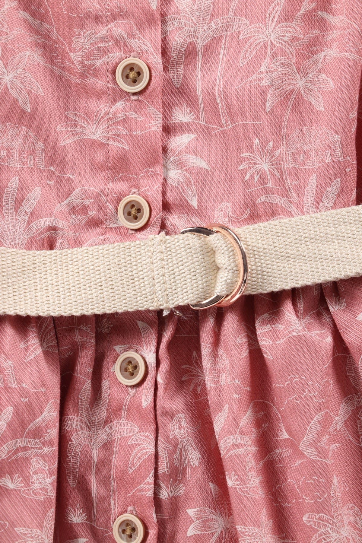 جينجرسنابس فستان بناتي حمالات مشجرة بأزرار أمامية أحمر