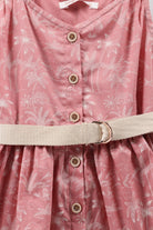 جينجرسنابس فستان بناتي حمالات مشجرة بأزرار أمامية أحمر