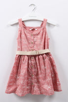 جينجرسنابس فستان بناتي حمالات مشجرة بأزرار أمامية أحمر