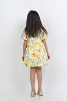 جينجرسنابس فستان بناتي بنقشة دوار الشمس نص كم بف متعدد الألوان