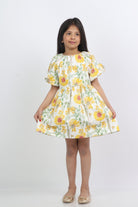 جينجرسنابس فستان بناتي بنقشة دوار الشمس نص كم بف متعدد الألوان