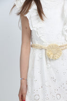 جينجرسنابس فستان دانتيل مكشكش من أعلى طويل بناتي أبيض