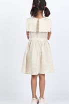 جينجرسنابس فستان بناتي سادة مكشكش من الصدر كت بني