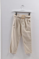 جينجرسنابس بنطلون اطفال بناتي بحزام على خصر كاكي فاتح