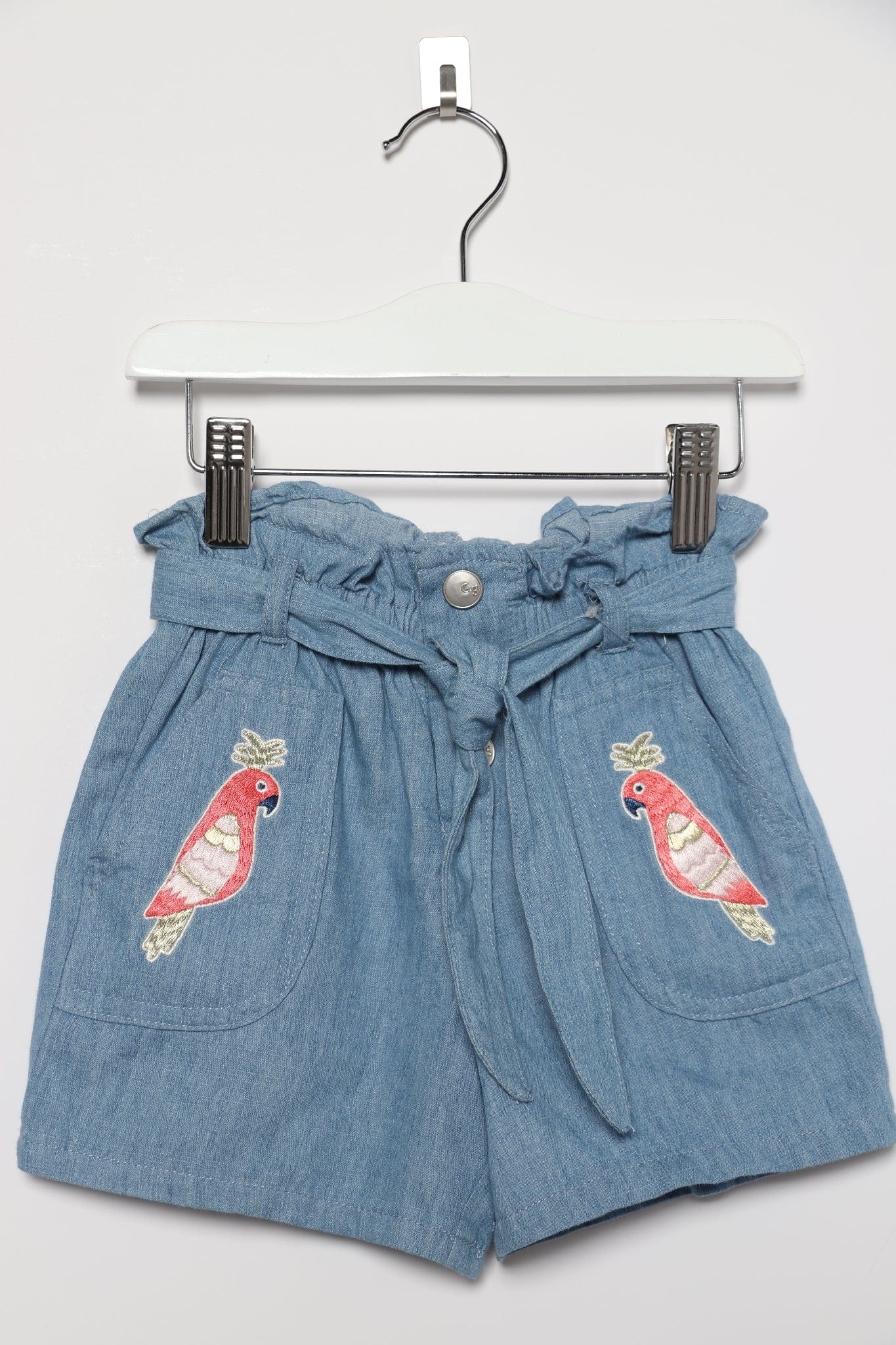 جينجرسنابس شورت سادة مطرز بالخيط بناتي برباط أزرق