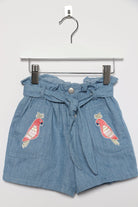 جينجرسنابس شورت سادة مطرز بالخيط بناتي برباط أزرق