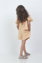 جينجرسنابس شورت جينز سادة حزام بناتي أطفال برتقالي