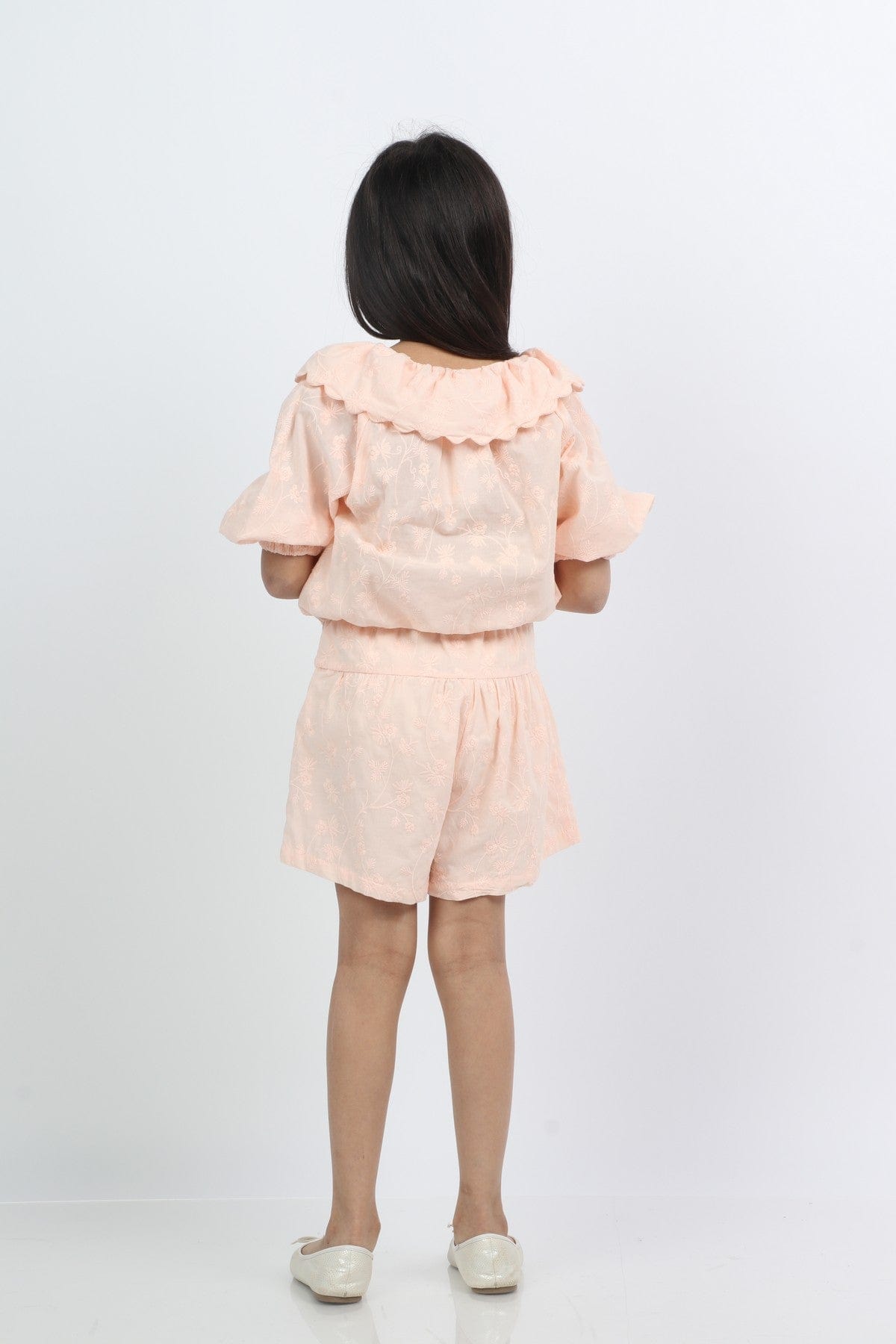 جينجرسنابس طقم شورت بناتي وبلوزة مشجرة وياقة أحمر بنفسجي