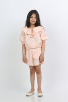 جينجرسنابس طقم شورت بناتي وبلوزة مشجرة وياقة أحمر بنفسجي