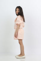 جينجرسنابس طقم شورت بناتي وبلوزة مشجرة وياقة أحمر بنفسجي