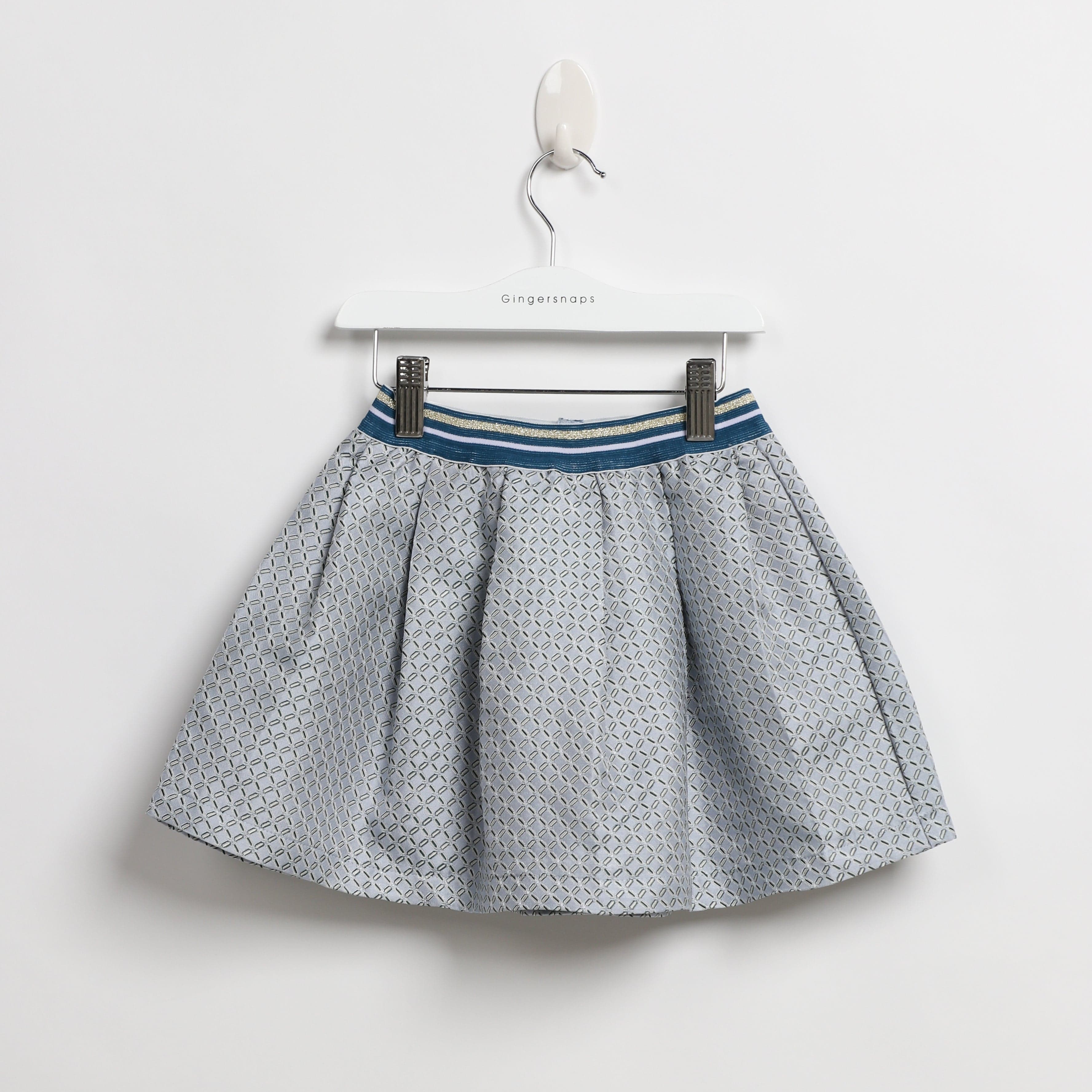 جينجرسنابس طقم بناتي تنورة وبلوزة منقوشة رمادي