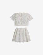 جينجرسنابس طقم بناتي بلوزة وتنورة دانتيل أوف وايت