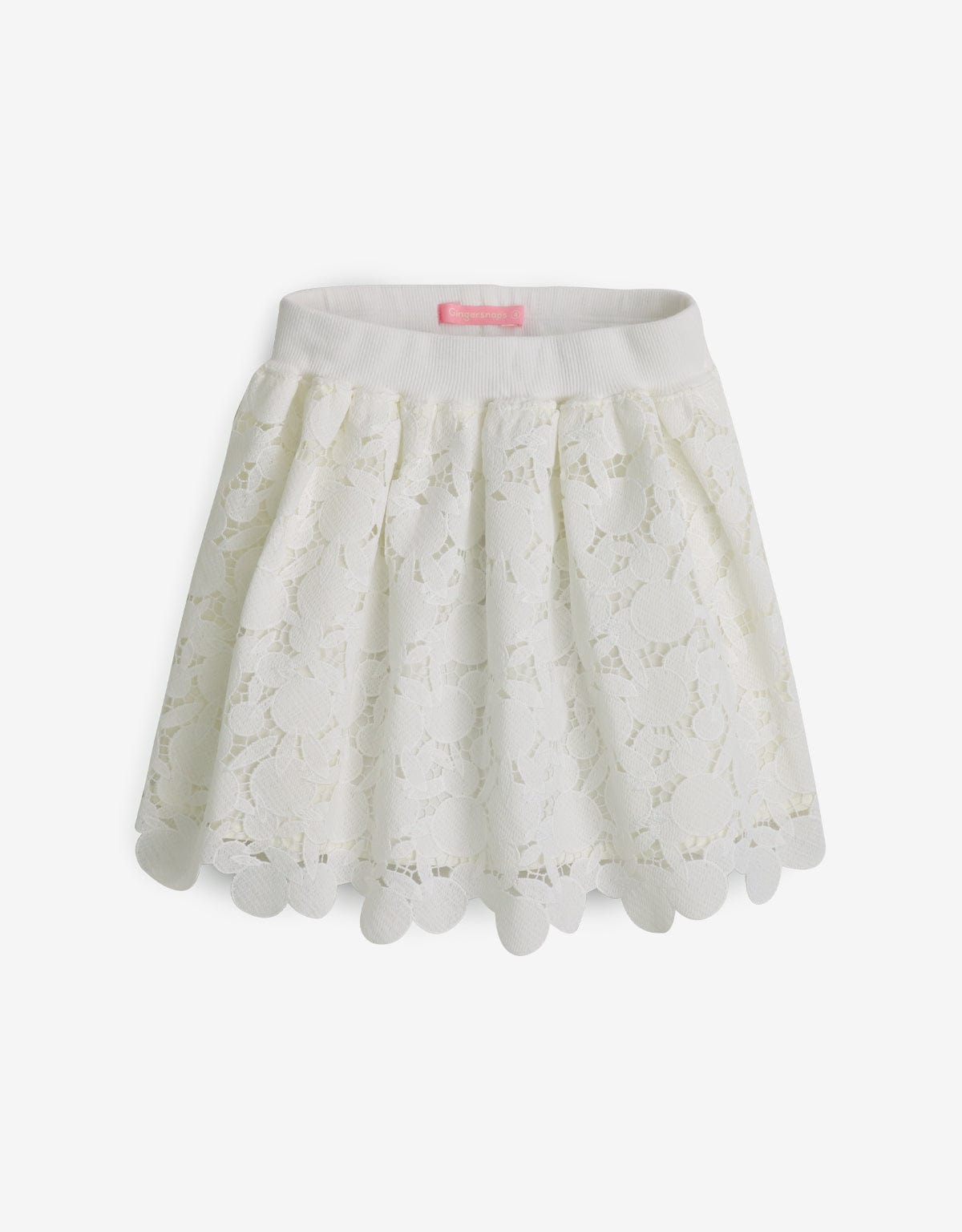 جينجرسنابس طقم بناتي بلوزة وتنورة دانتيل أوف وايت