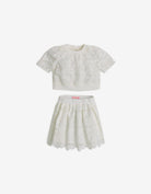 جينجرسنابس طقم بناتي بلوزة وتنورة دانتيل أوف وايت