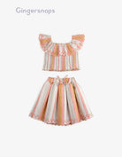 جينجرسنابس طقم قطعتين بناتي تنورة وبلوزة مخططة بالطول متعدد الألوان