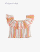 جينجرسنابس طقم قطعتين بناتي تنورة وبلوزة مخططة بالطول متعدد الألوان