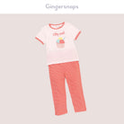 جينجرسنابس بلوزة بيجامة مع بنطلون مخطط بالعرض طويل بناتي مرجاني