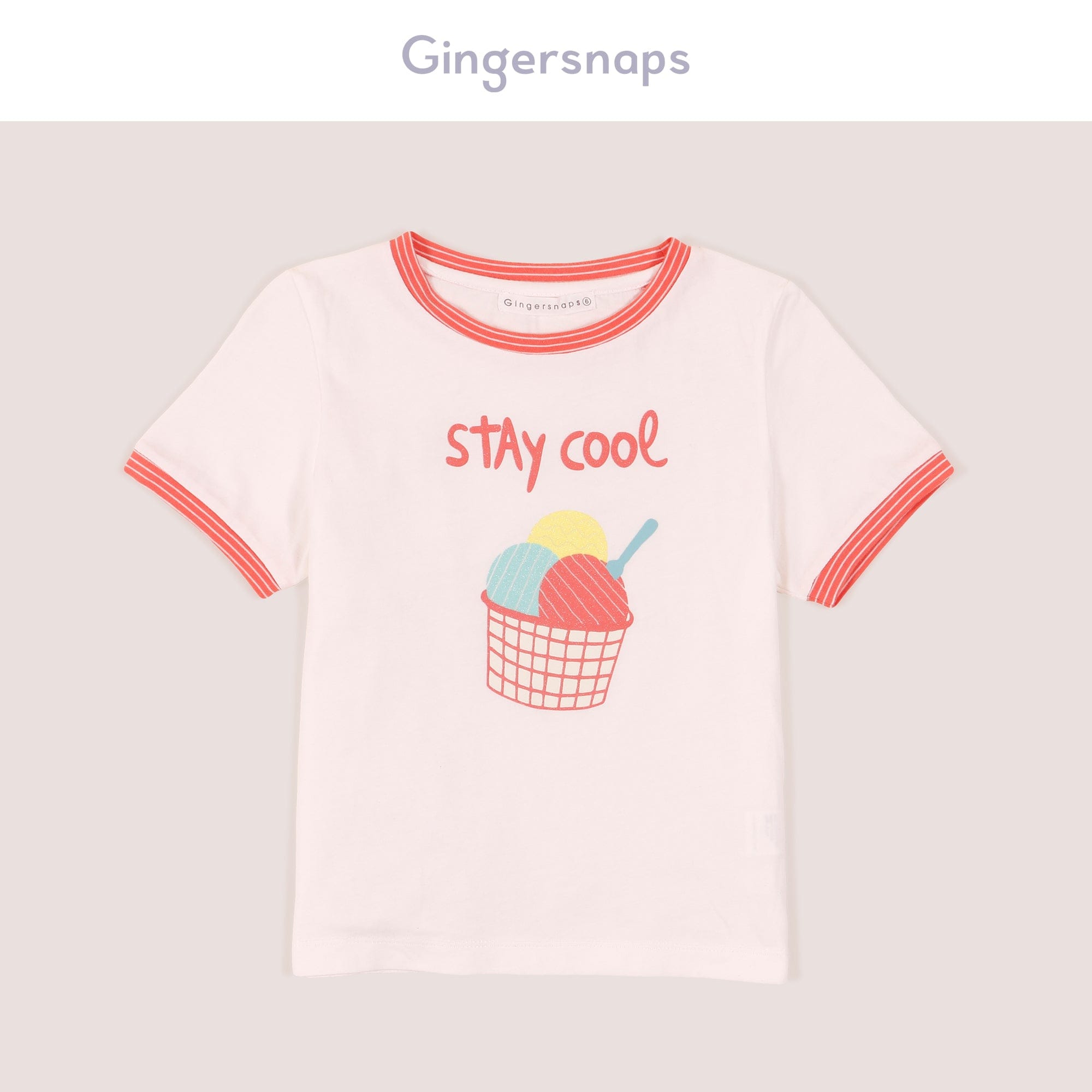 جينجرسنابس بلوزة بيجامة مع بنطلون مخطط بالعرض طويل بناتي مرجاني