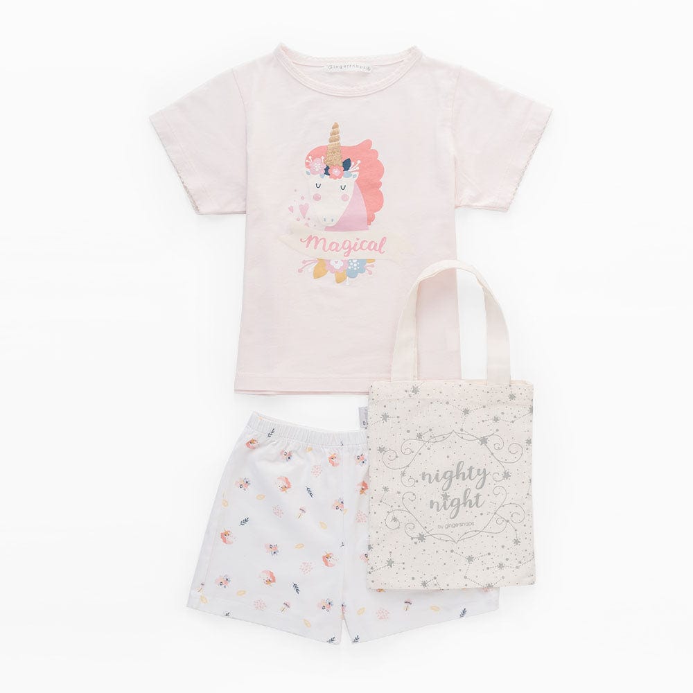 جينجرسنابس بيجامة بناتي بلوزة مطبوعة وتنورة منقوش وردي شاحب