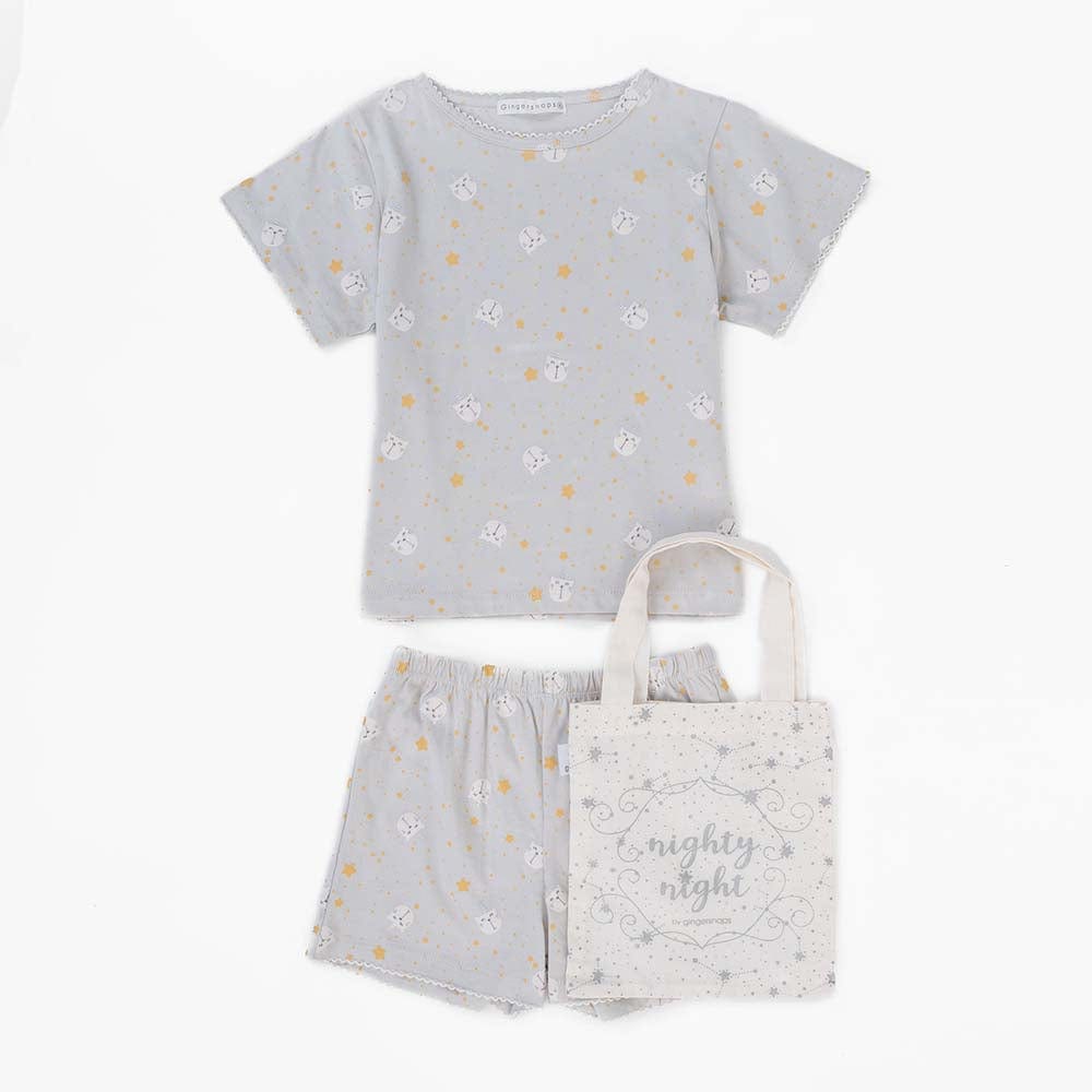 جينجرسنابس بيجامة بناتي مزينة بنمط أزرق بخاري