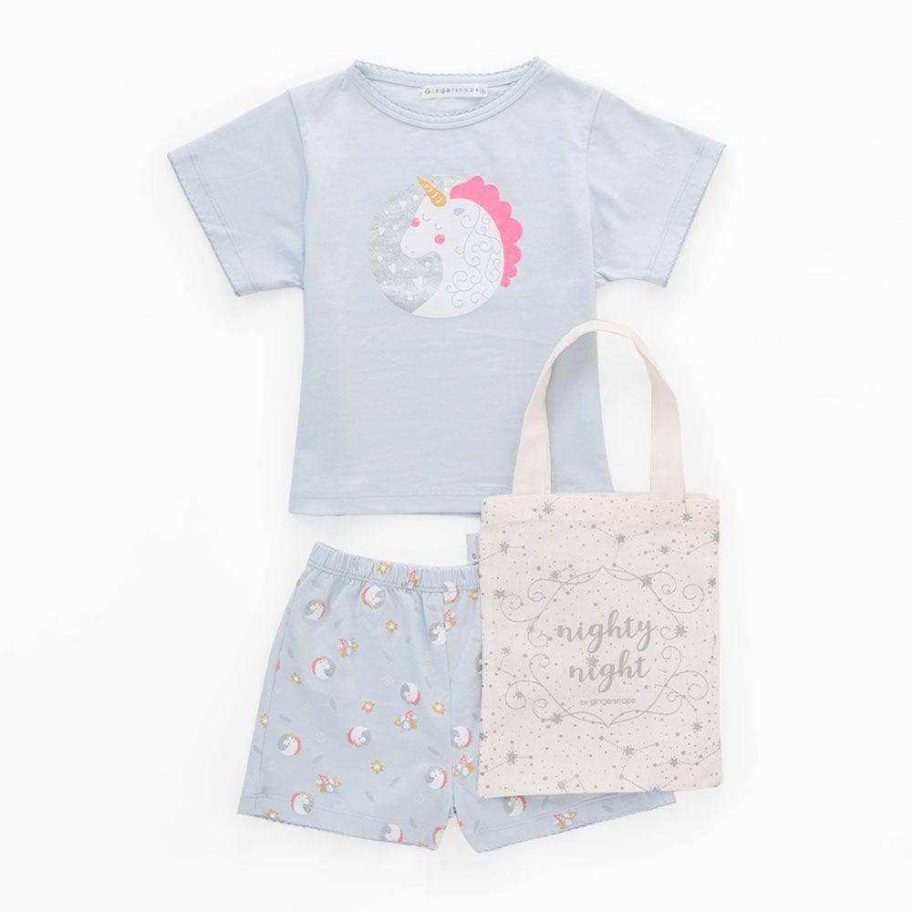 جينجرسنابس بيجامة بناتي منقوشة بشورت ثلجي البياض