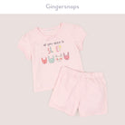 جينجرسنابس بيجامة سادة بناتي شورت بمطاط على الخصر وتيشيرت لؤلؤي