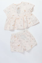 جينجرسنابس بيجامة بناتي منقوشة بلوزة وتنورة وردي