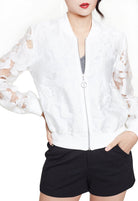 نتشي سترة مخرمة بسحاب بأكمام طويلة