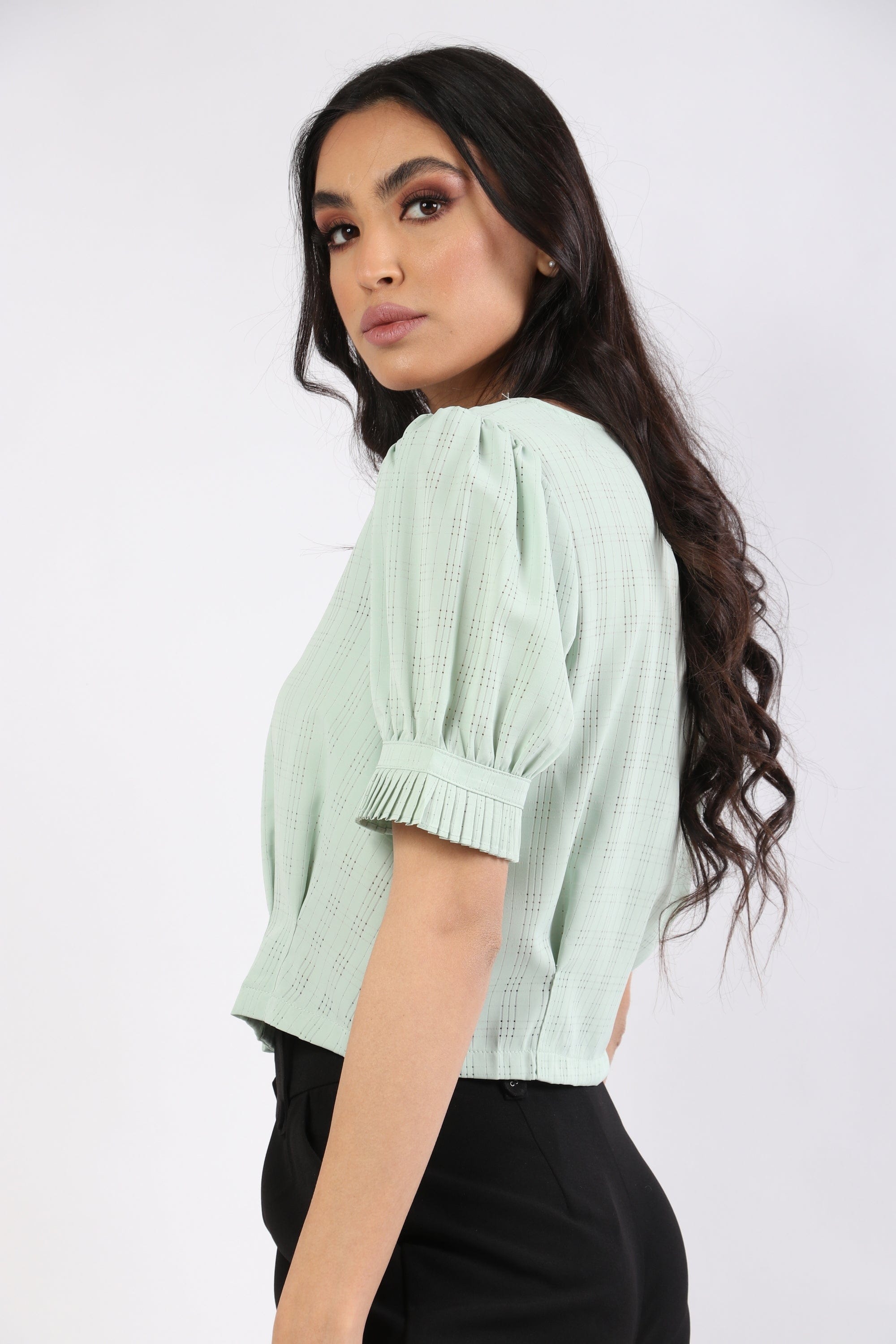 نتشي قميص قصير سبعة بأزرار أمامية كم قصير بف نسائي