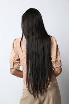 نتشي بلوزة مشجرة نص كم مفتوحة من الصدر نسائي