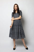 نتشي فستان ميدي منقوش نسائي