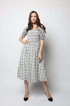 نتشي فستان ميدي منقوش نسائي