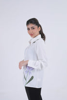 نتشي قميص بطبعة ورود كبيرة كم طويل نسائي