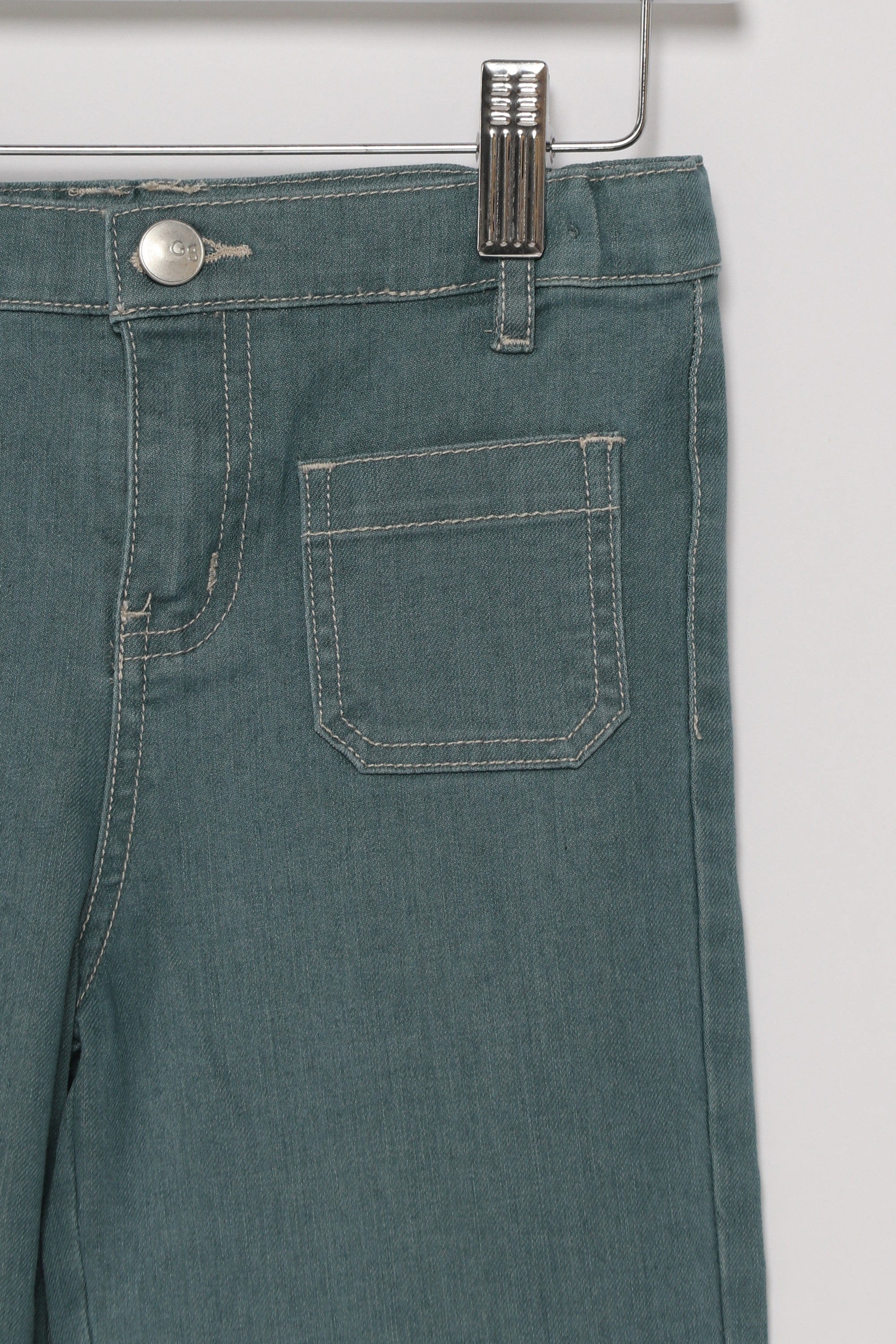 جينجرسنابس بنطلون جينز بجيوب خلفية وايد ليج بناتي أزرق فاتح