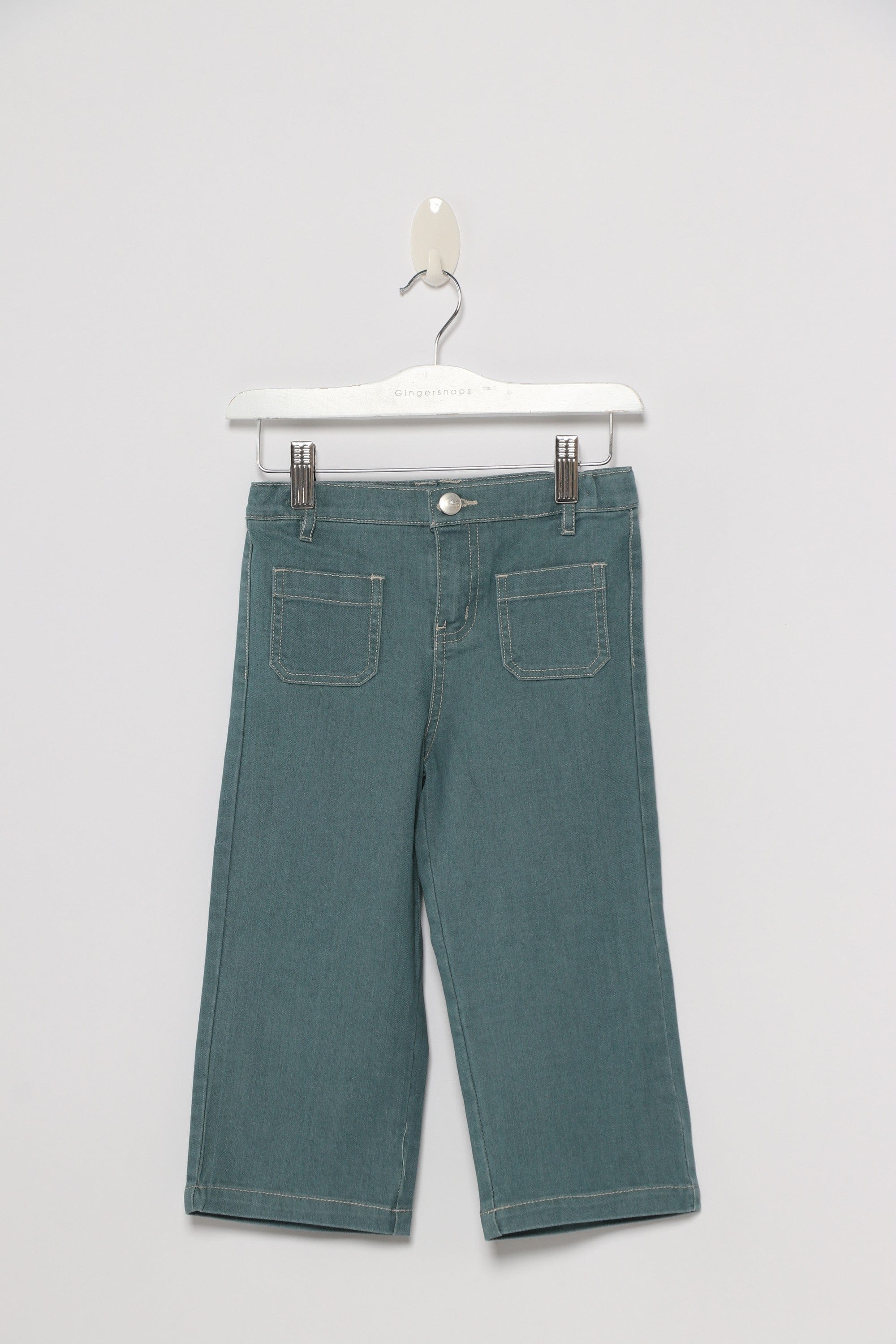 جينجرسنابس بنطلون جينز بجيوب خلفية وايد ليج بناتي أزرق فاتح