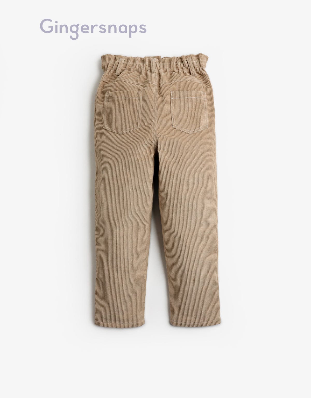 جينجرسنابس بنطلون بناتي قطيفة مضلع بخصر مطاطي - بيج