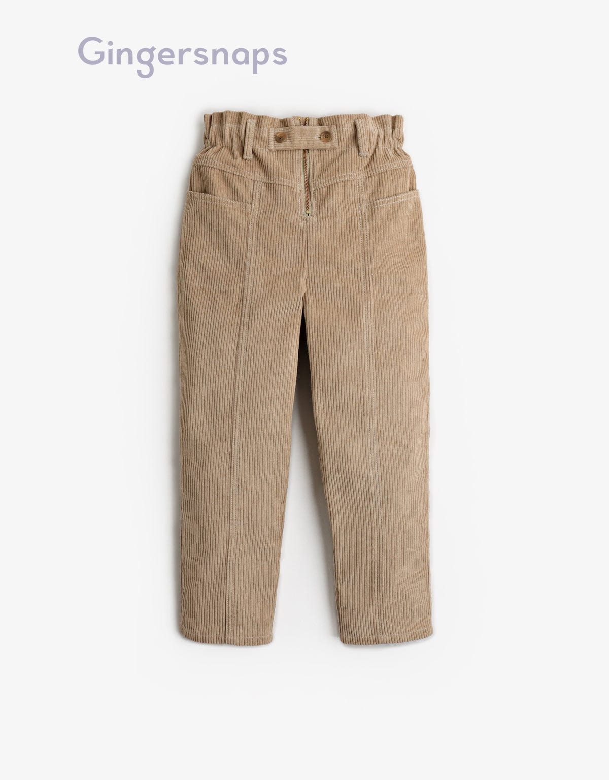 جينجرسنابس بنطلون بناتي قطيفة مضلع بخصر مطاطي - بيج