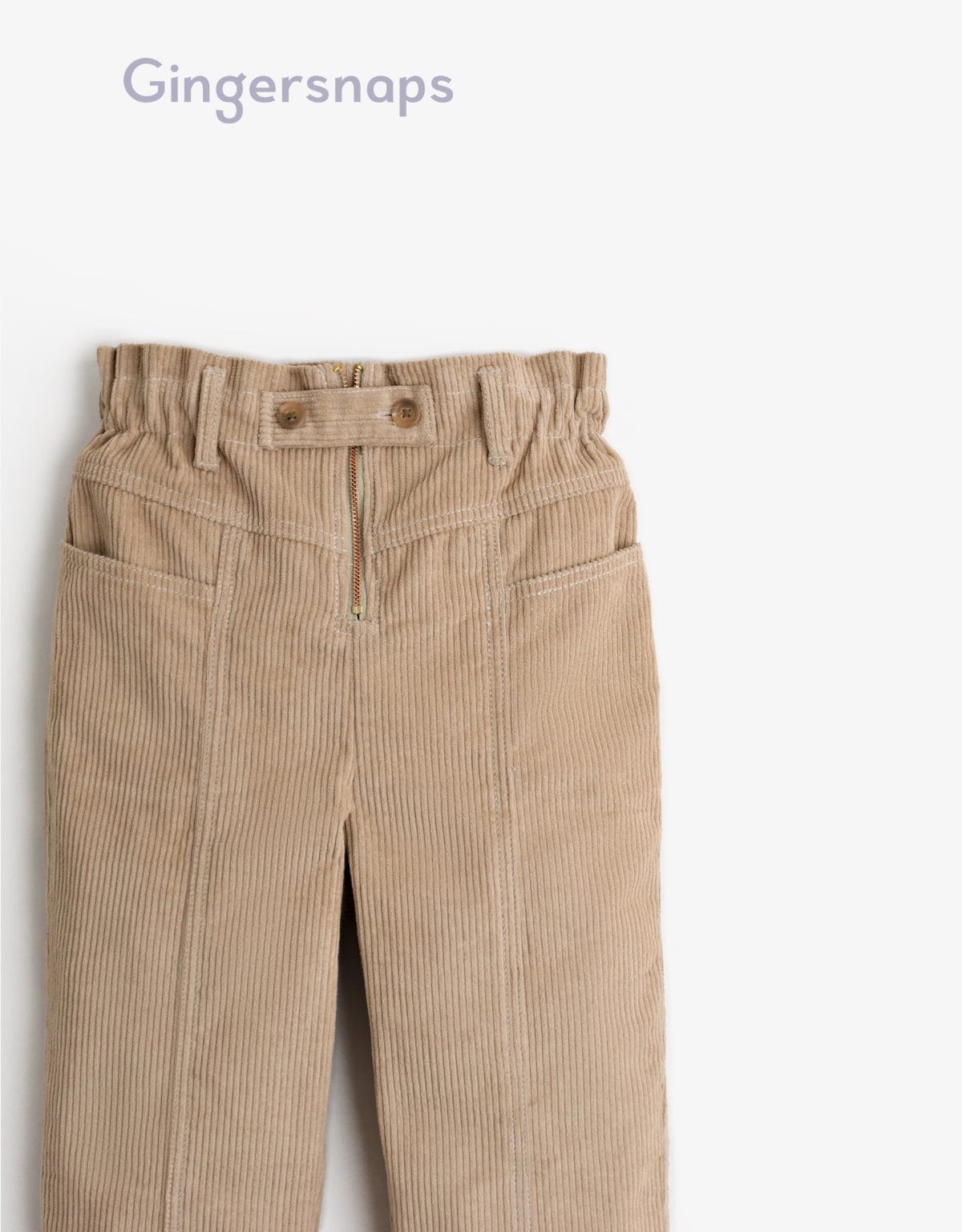 جينجرسنابس بنطلون بناتي قطيفة مضلع بخصر مطاطي - بيج