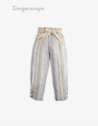 جينجرسنابس بنطلون بناتي مخطط بالطول بحزام على الخصر متعدد الألوان