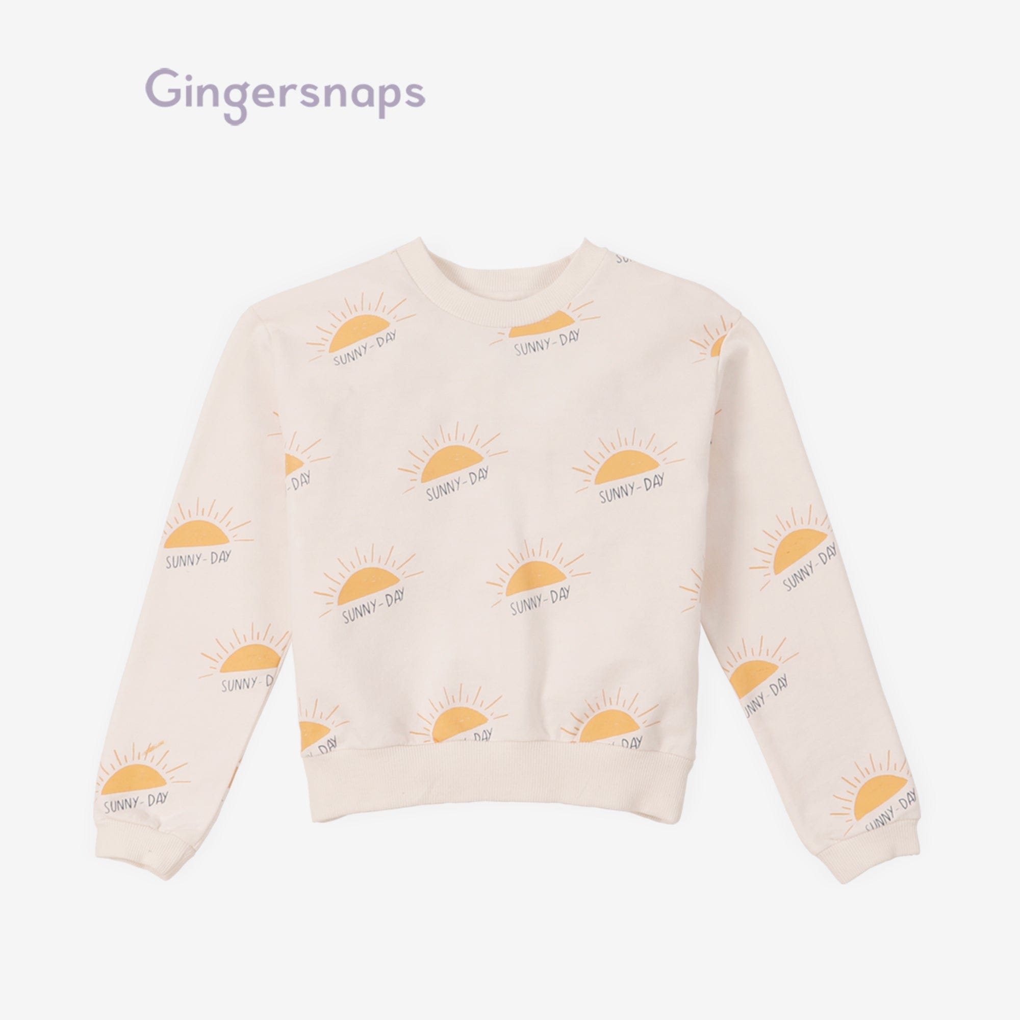 جينجرسنابس طقم بنطلون بناتي بطبعة وبلوزة كم طويل رملي