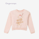 جينجرسنابس طقم بناتي بلوزة بطبعة كم طويل وبنطلون وردي فاتح