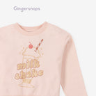 جينجرسنابس طقم بناتي بلوزة بطبعة كم طويل وبنطلون وردي فاتح