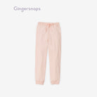 جينجرسنابس طقم بناتي بلوزة بطبعة كم طويل وبنطلون وردي فاتح