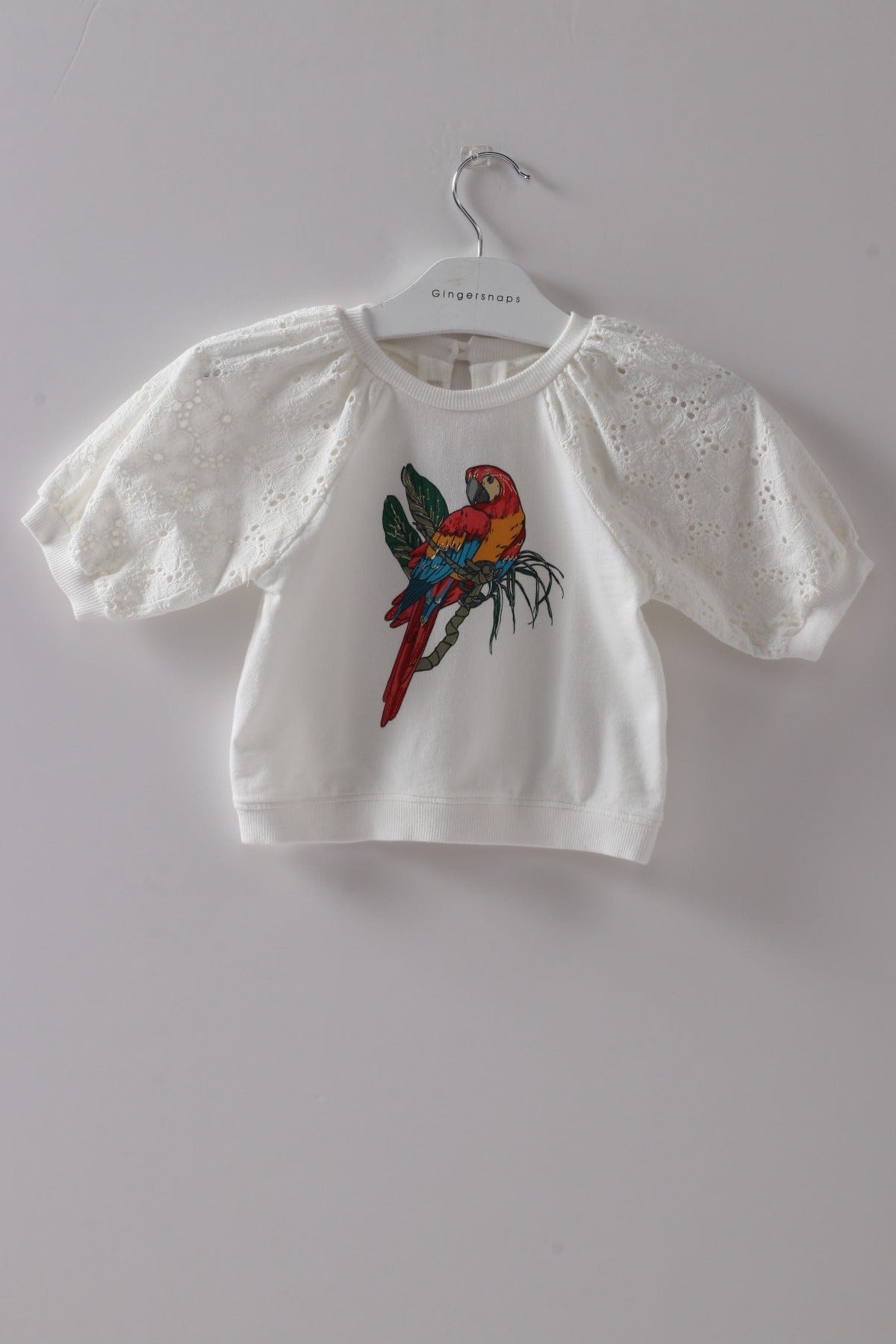 جينجرسنابس بلوزة بكم منفوخ مخرم مزينة بطبعة بغبغان أوف وايت