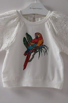 جينجرسنابس بلوزة بكم منفوخ مخرم مزينة بطبعة بغبغان أوف وايت