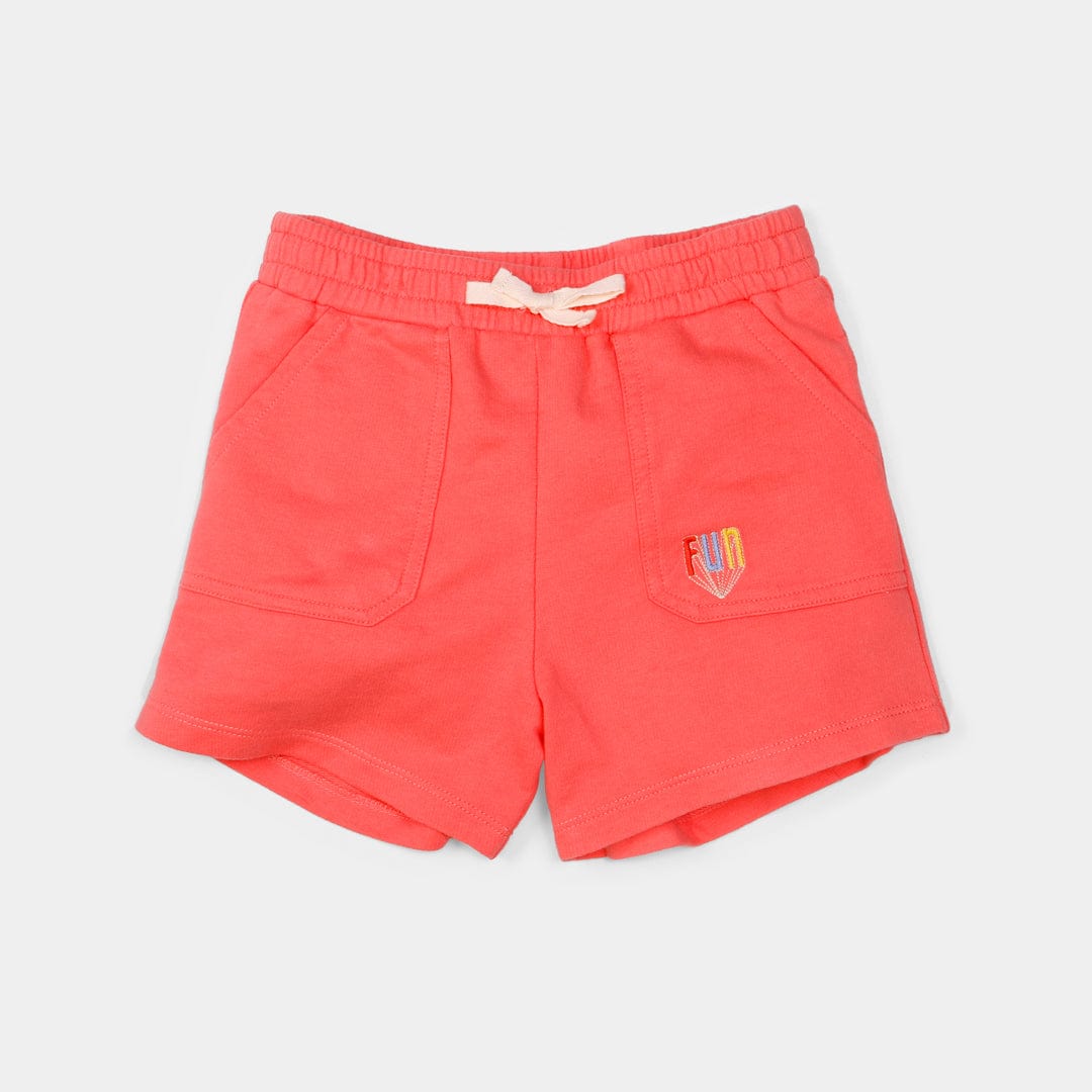 جينجرسنابس شورت بناتي سادة بجيوب أمامية ورباط وردي صدفي