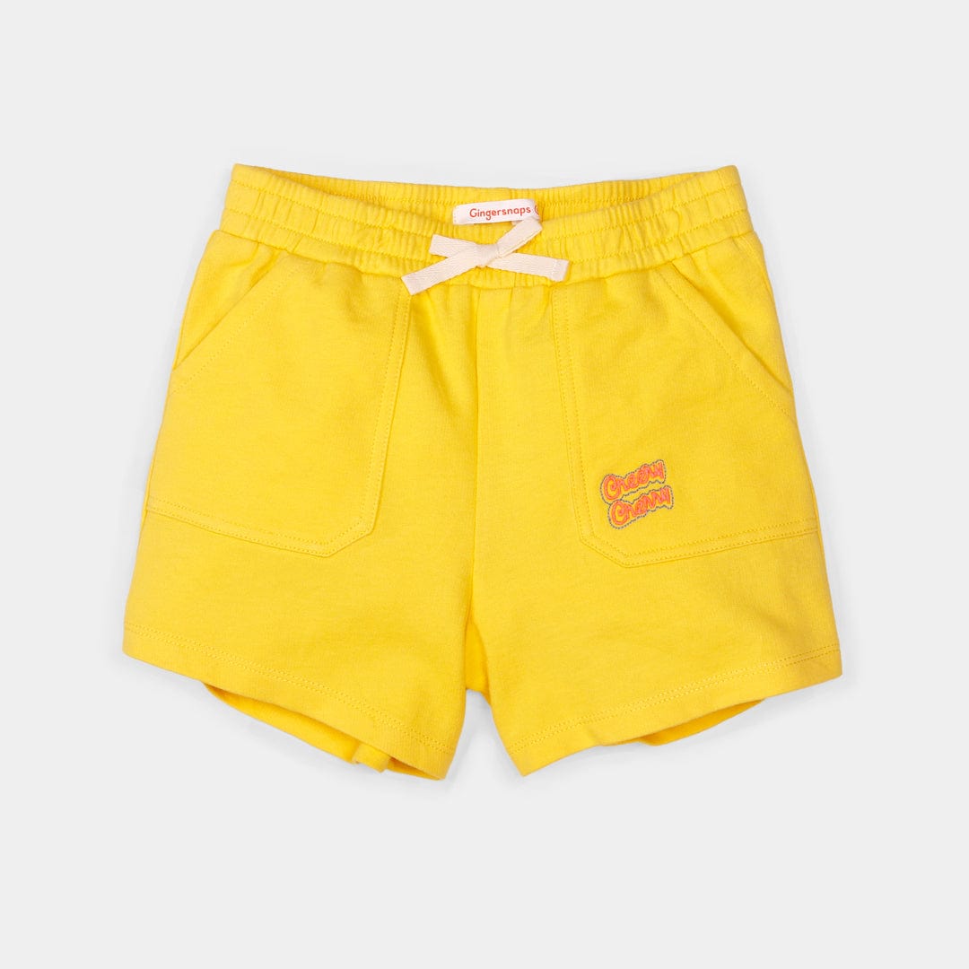 جينجرسنابس شورت قماش بناتي بفيونكة بناتي أصفر بريمروز